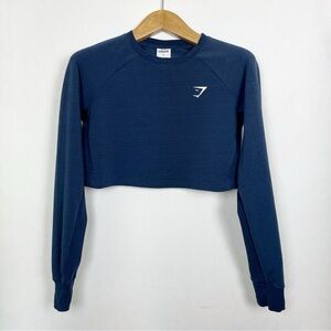 Gymshark Women’s Navy Blue Long Sleeve Crop Top Sweatshirt‎ Size Small